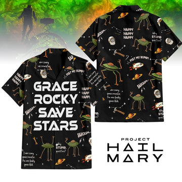 Project Hail Mary 2026 Merch Hawaiian Shirt Grace Rocky Save Stars Gift For Father's Day