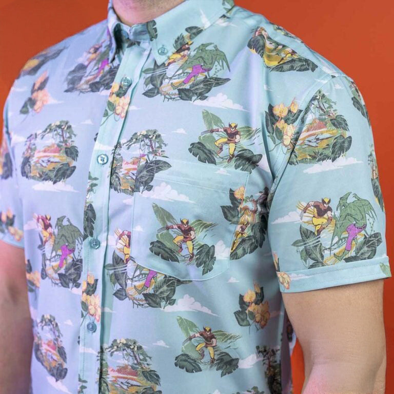 X-Men RSVLTS Wolverine Vs Dinosaur Hawaiian Shirt Savage Land Pattern Merch Gift For Him