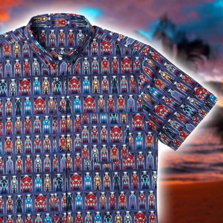Iron Man RSVLTS Hall Of Armor Button Shirt Marvel X RSVLTS Merch Gift For Your Brother