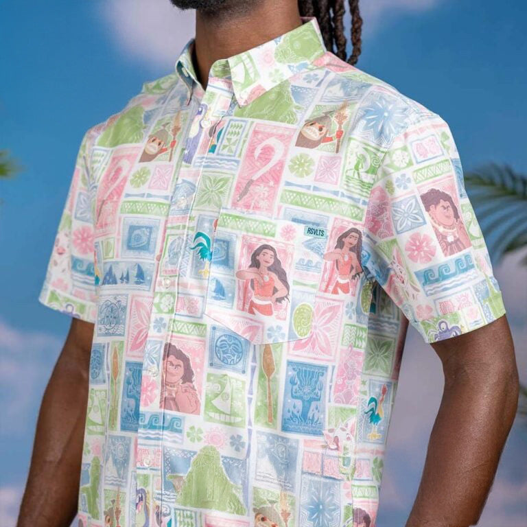 Disney’s Moana Voyagers RSVLTS Button Short Shirt Disney's Moana Merch Gift For Him