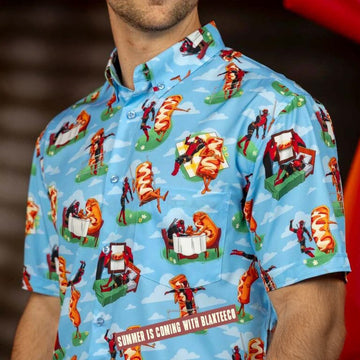Deadpool RSVLTS Chimichanga Dreams Button Shirt Marvel Merch Gifts For Teens