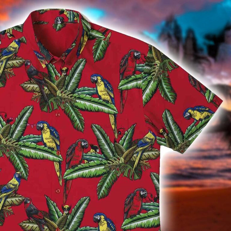 Deadpool And Wolverine RSVLTS Bubs Of A Feather Parrot Button Shirt Marvel X RSVLTS Merch