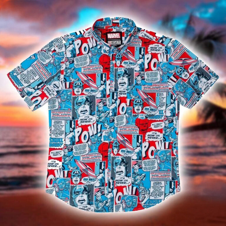 Captain America RSVLTS The First Avenger Button Shirt Marvel Merch Gifts For Teens