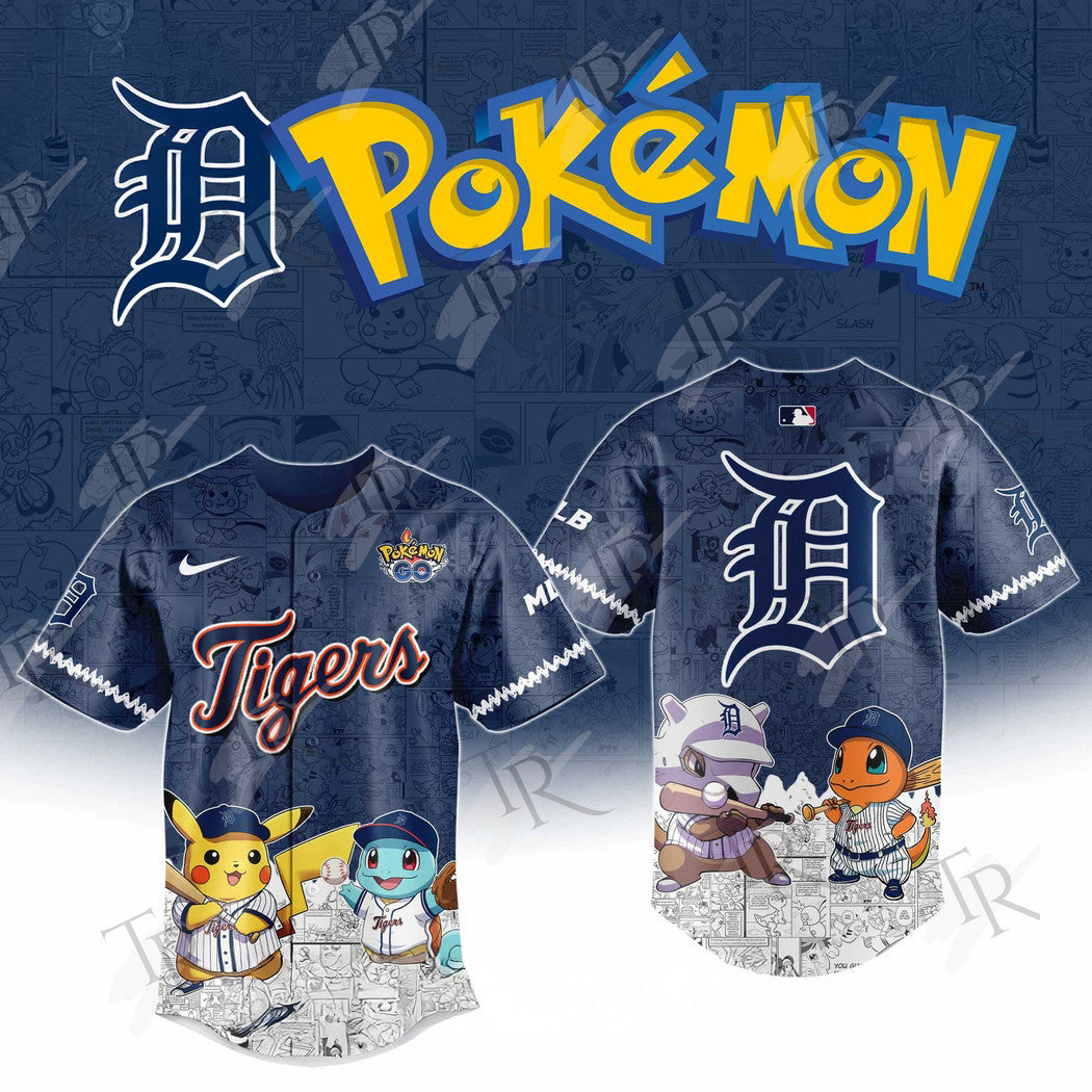 2026 Detroit Tigers Pokemon Go Special Edition Baseball Jersey Gifts For Baseball Fans