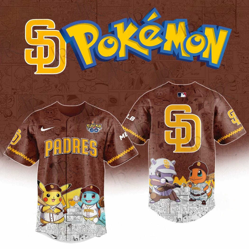2026 San Diego Padres Pokemon Go Special Edition Baseball Jersey Baseball Coach Gift Ideas