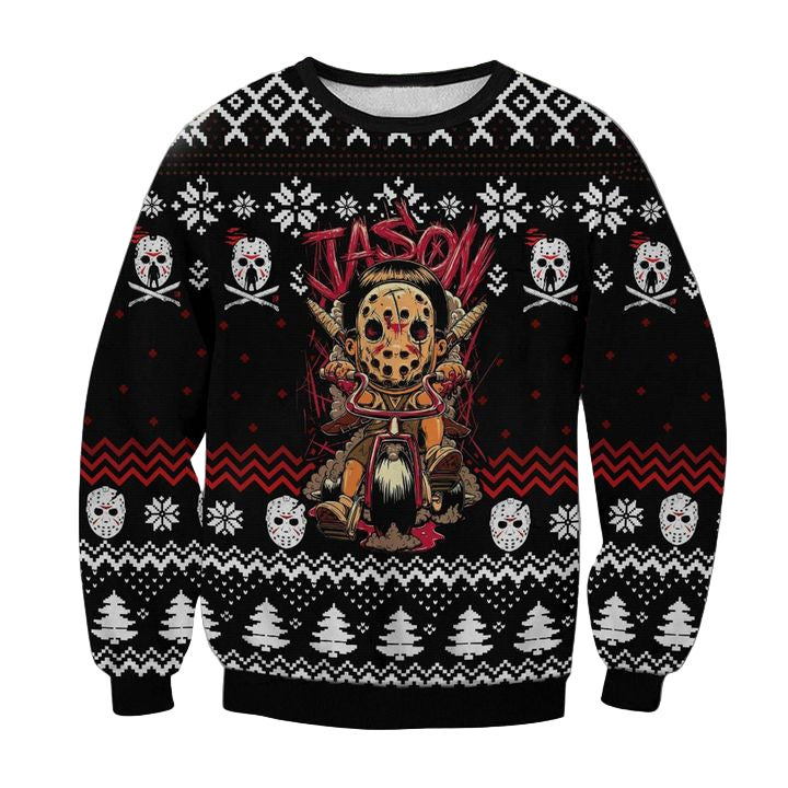 3D JASON VOORHEES Ugly Christmas Sweater Horror Character Sweatshirt ? Usalast