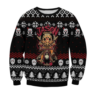 3D JASON VOORHEES Ugly Christmas Sweater Horror Character Sweatshirt ? Usalast