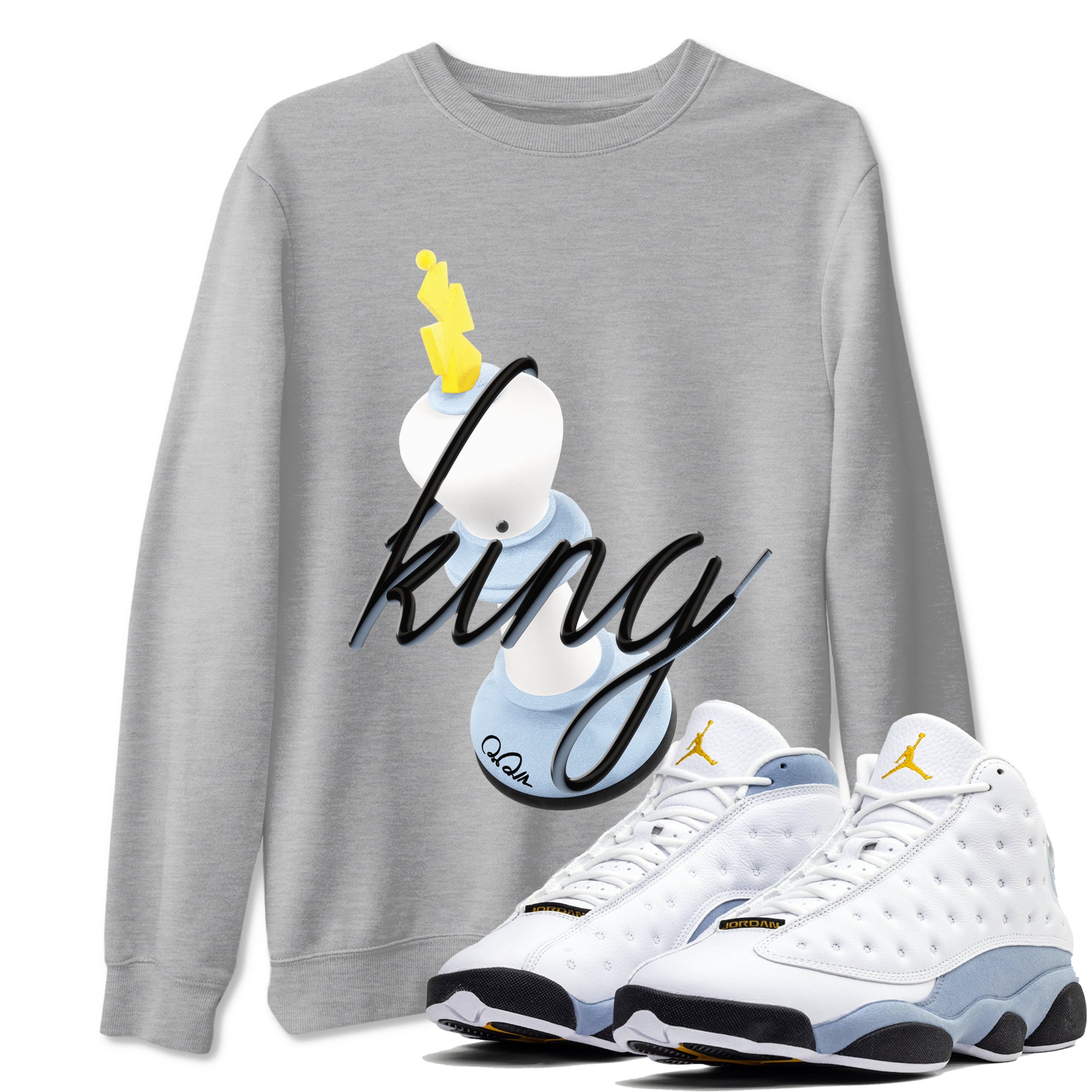 3D King Sneaker Tees - Air Jordan 13 Blue Grey