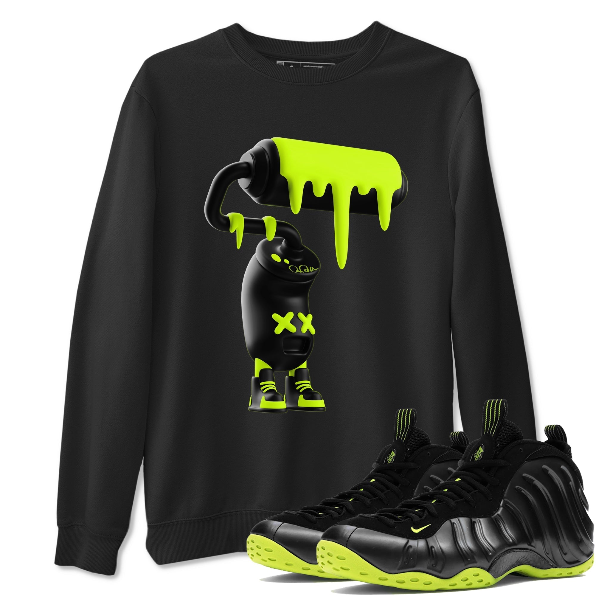 3D Paint Roller Sneaker Tees - Air Foamposite One Black Volt