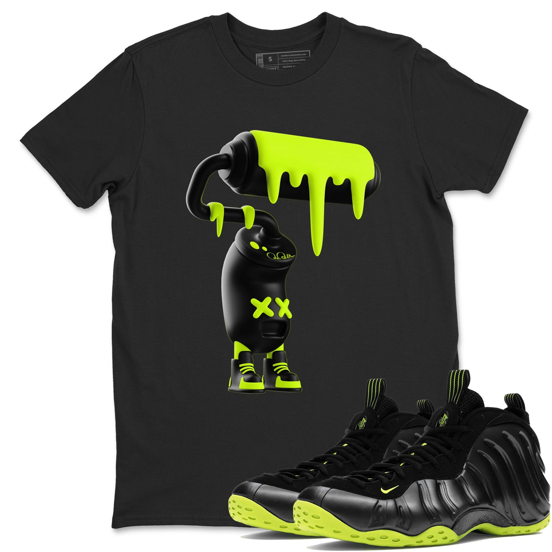 3D Paint Roller Sneaker Tees - Air Foamposite One Black Volt