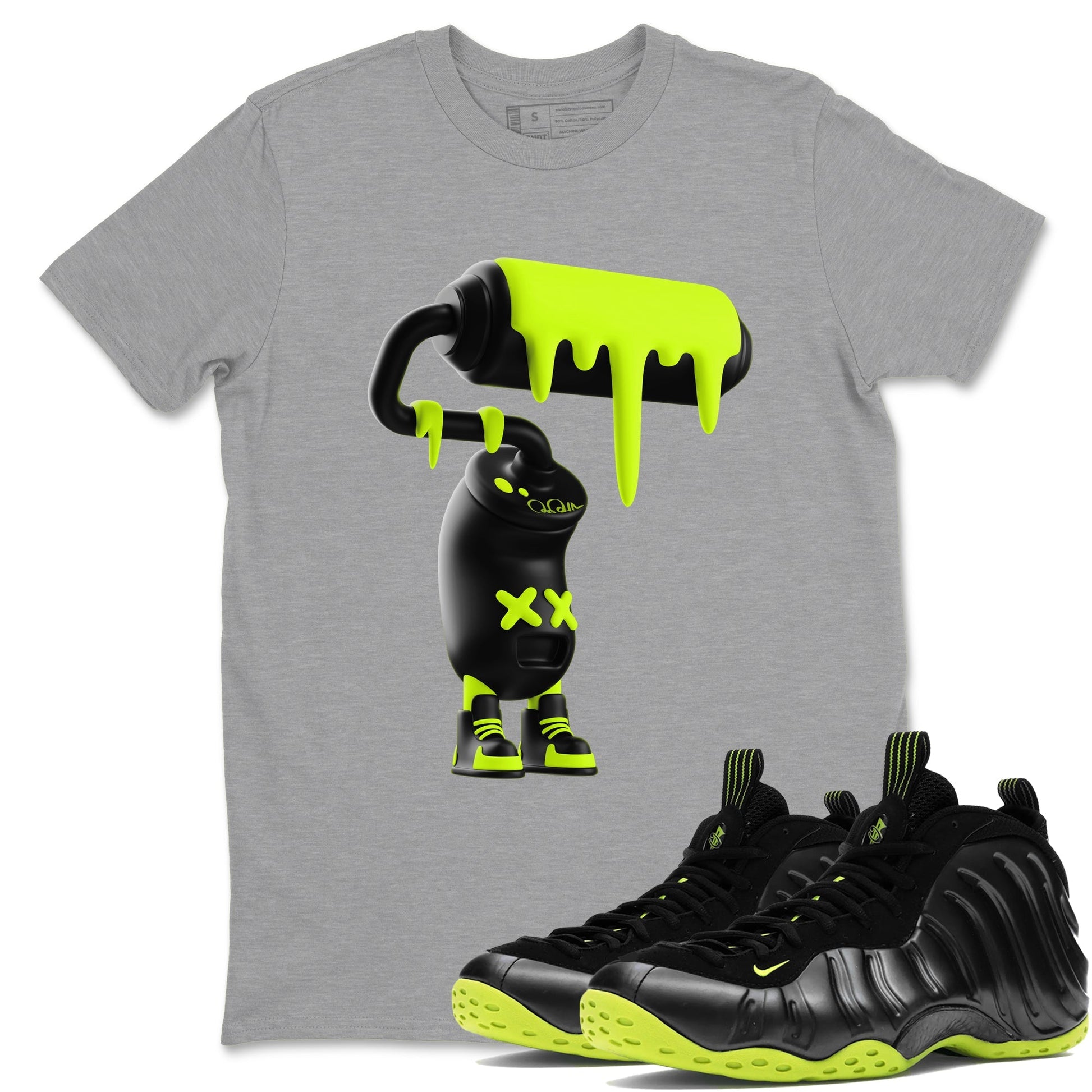 3D Paint Roller Sneaker Tees - Air Foamposite One Black Volt