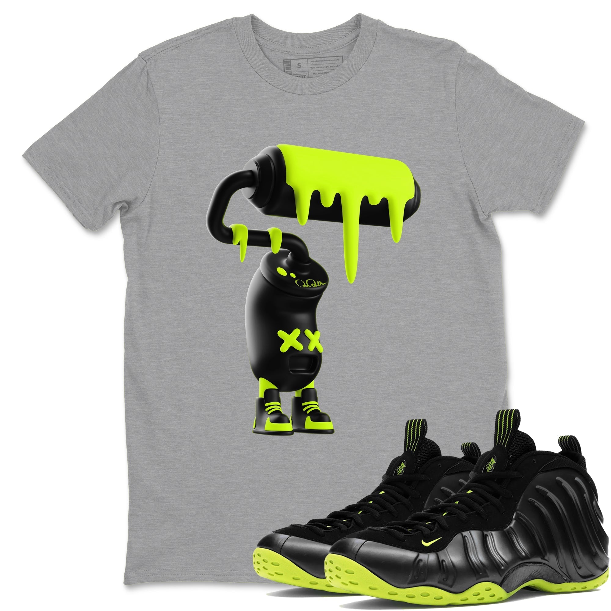 3D Paint Roller Sneaker Tees - Air Foamposite One Black Volt