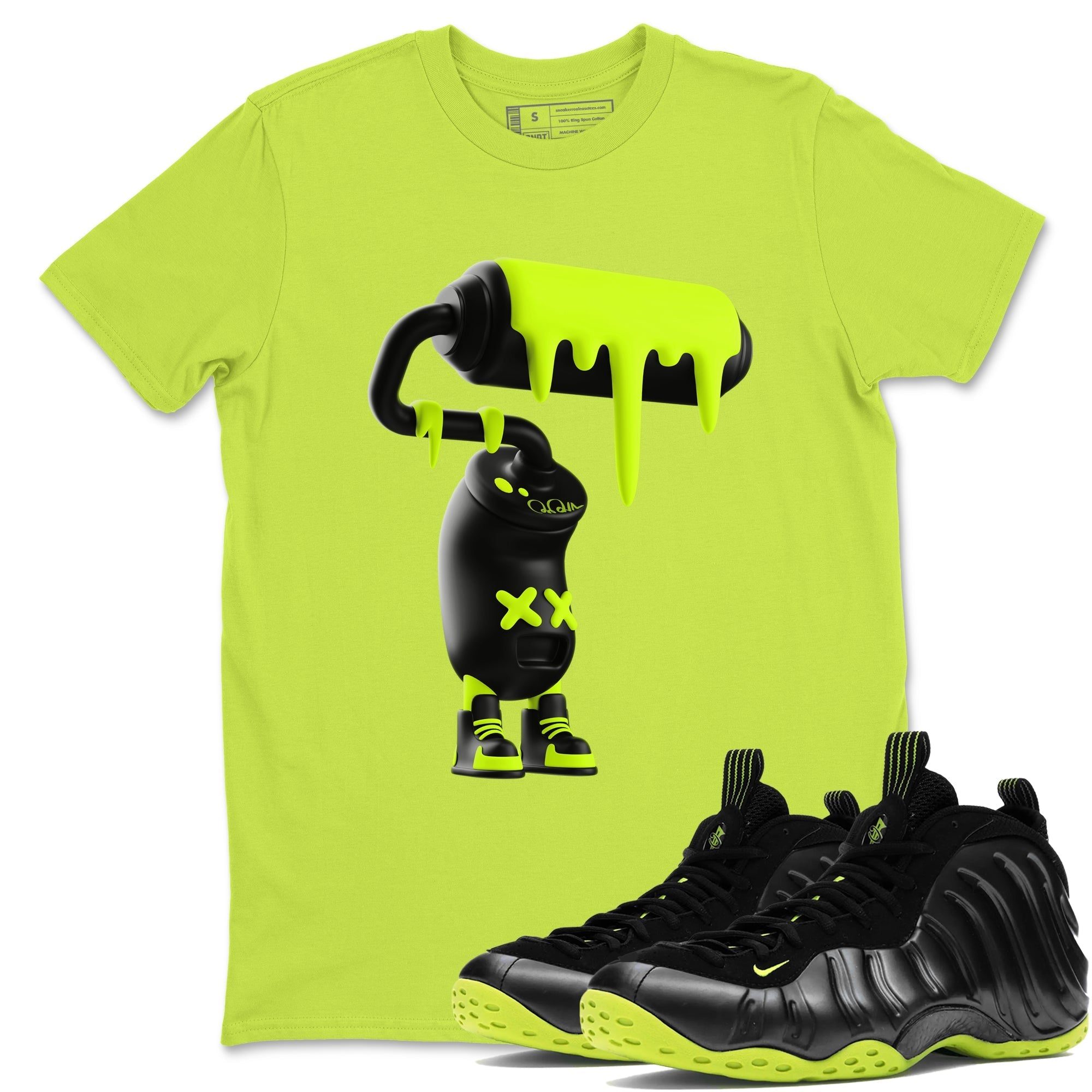 3D Paint Roller Sneaker Tees - Air Foamposite One Black Volt