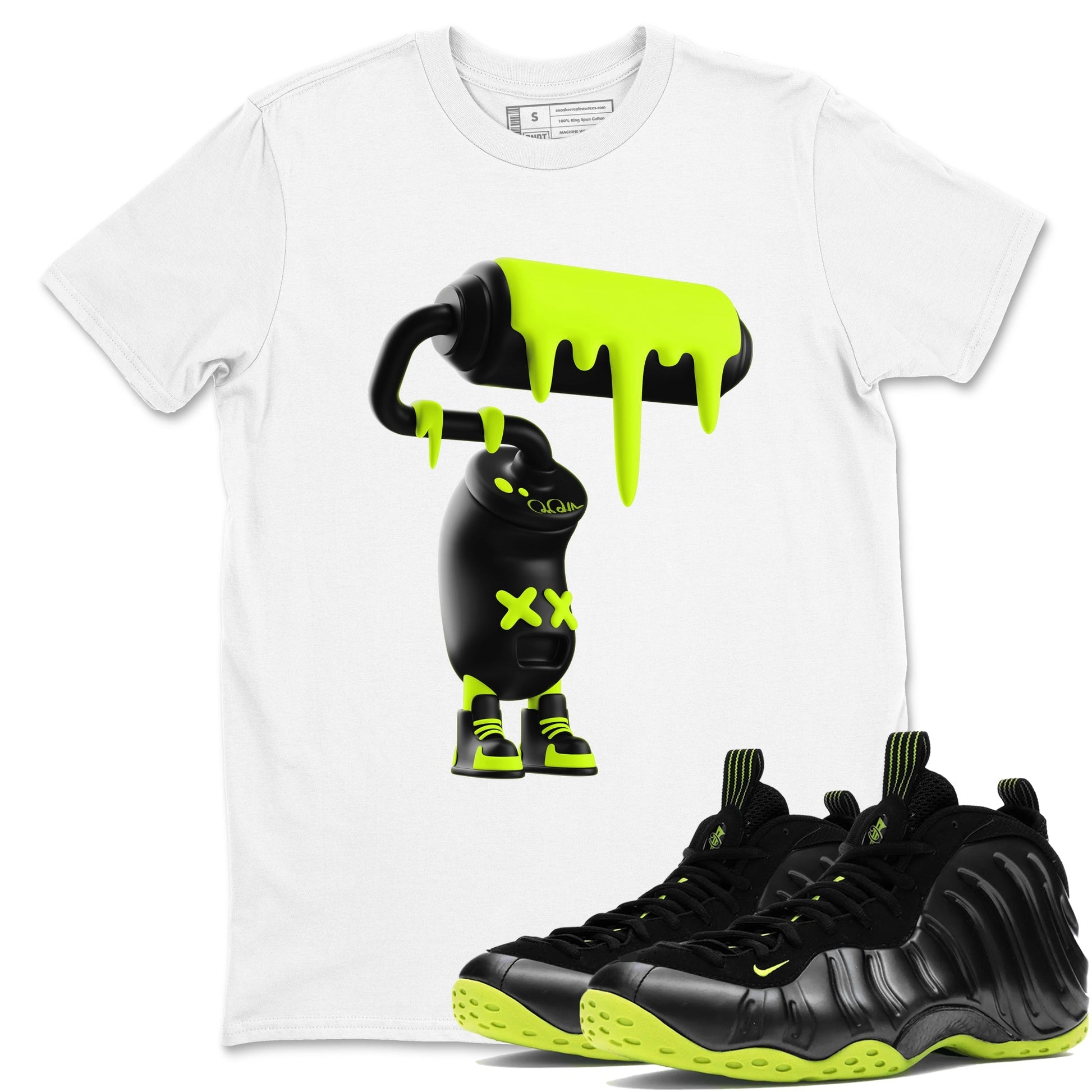 3D Paint Roller Sneaker Tees - Air Foamposite One Black Volt