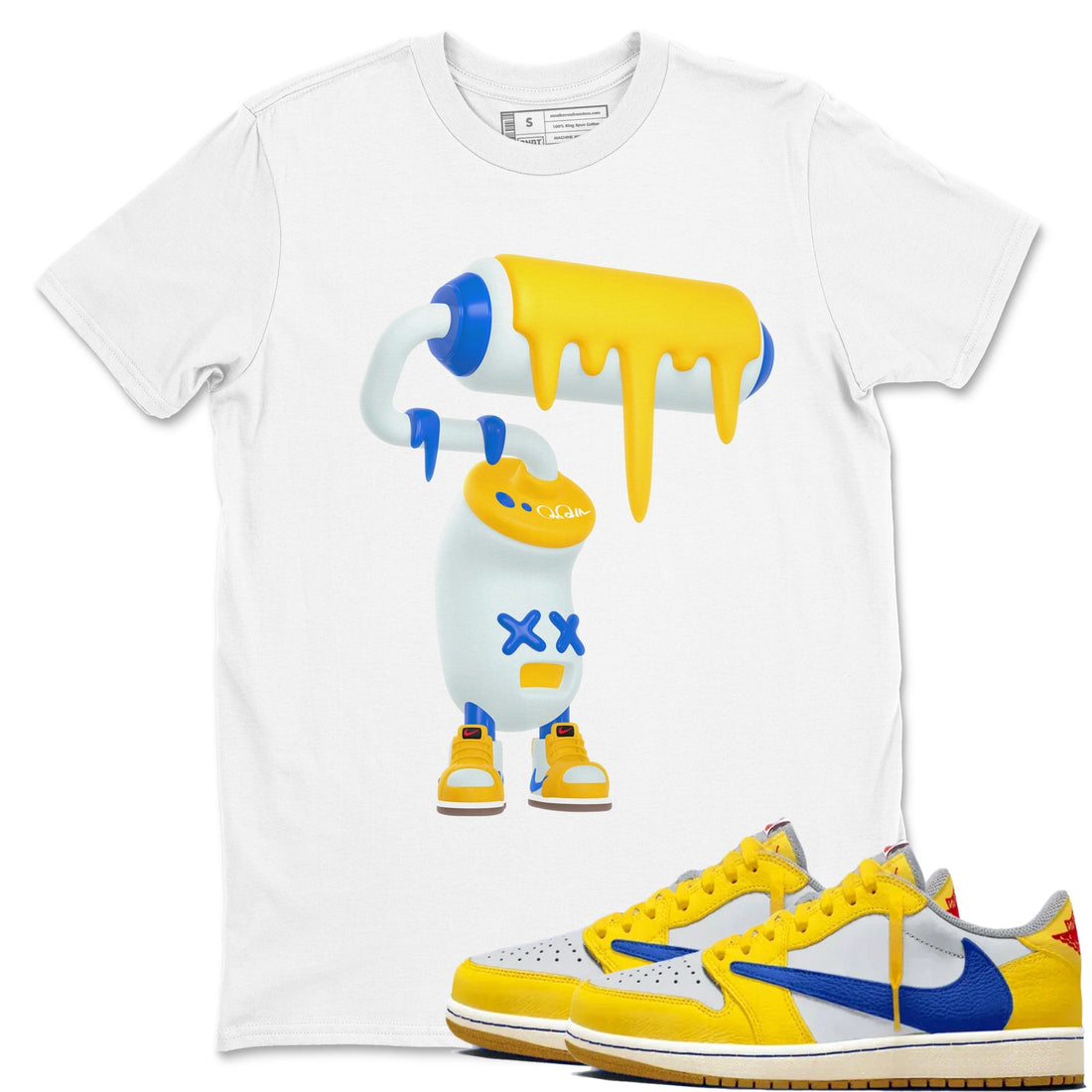 3D Paint Roller Sneaker Tees - Air Jordan 1 Travis Scott Canary