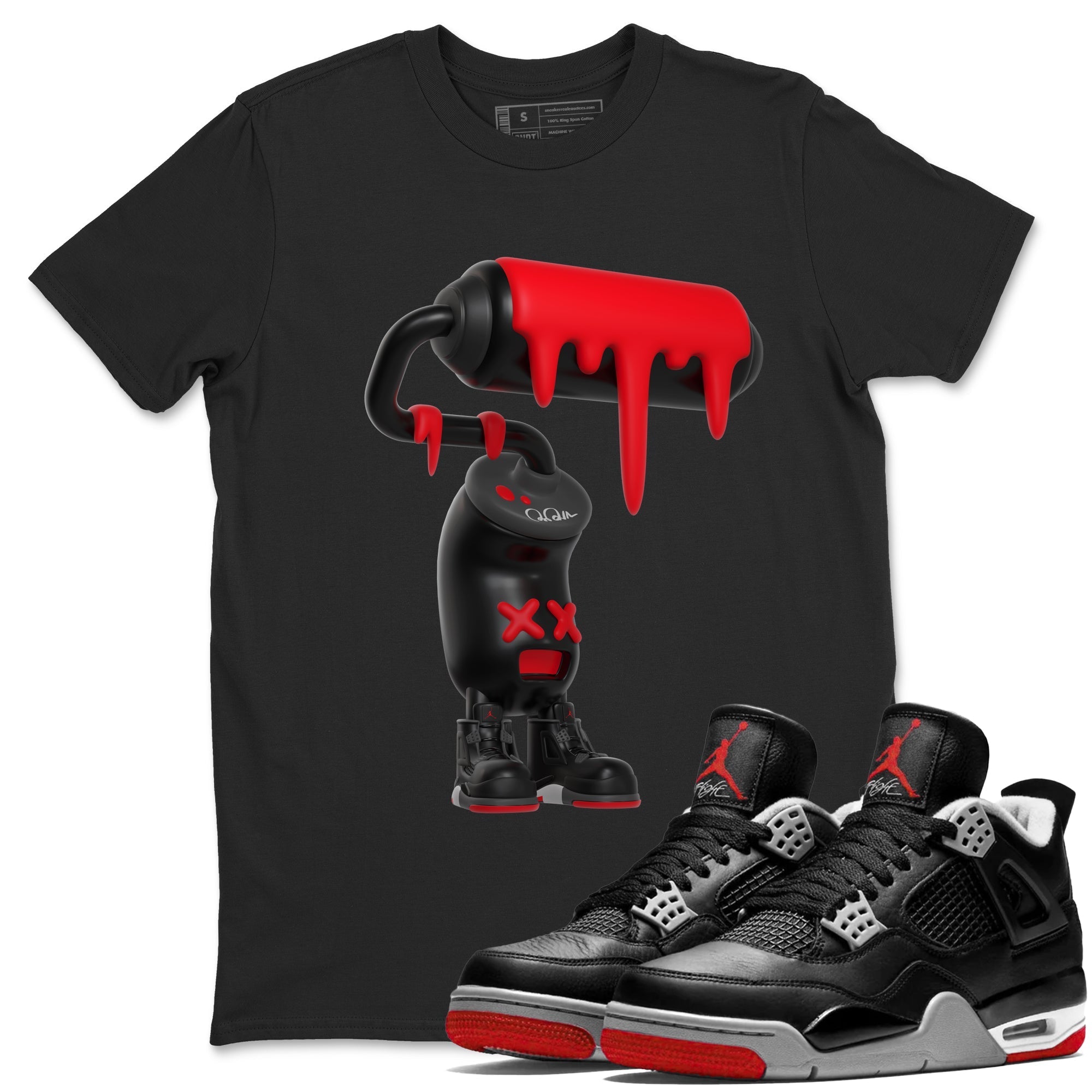 3D Paint Roller Sneaker Tee - Air Jordan 4 Bred Reimagined