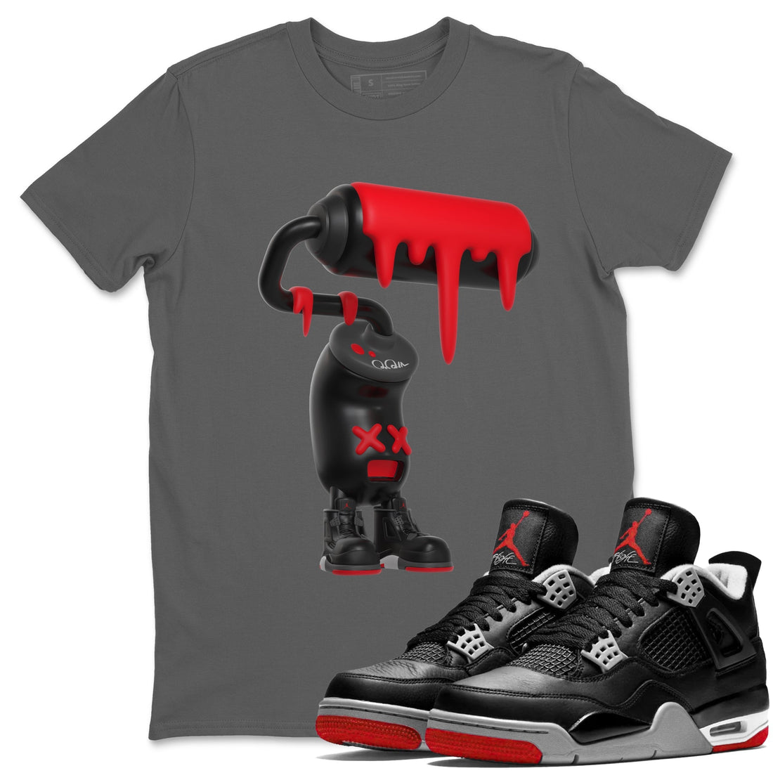 3D Paint Roller Sneaker Tee - Air Jordan 4 Bred Reimagined