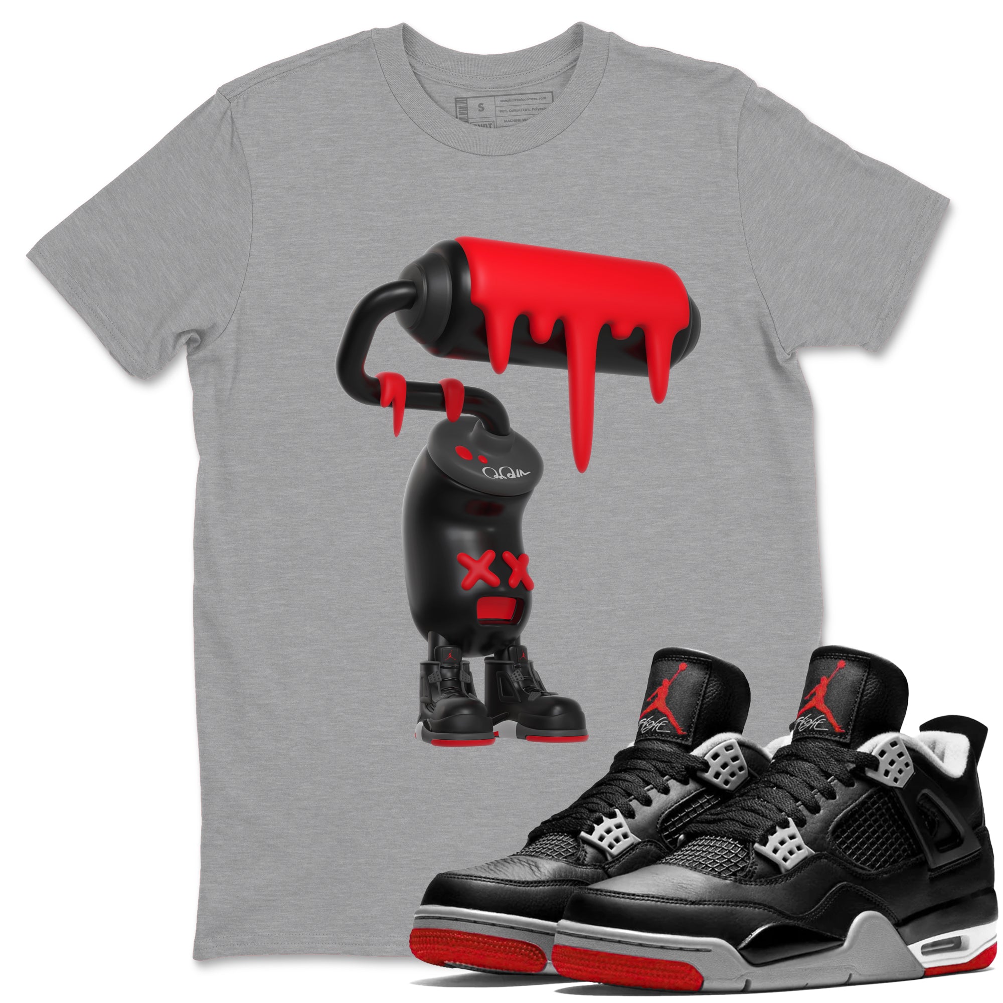 3D Paint Roller Sneaker Tee - Air Jordan 4 Bred Reimagined