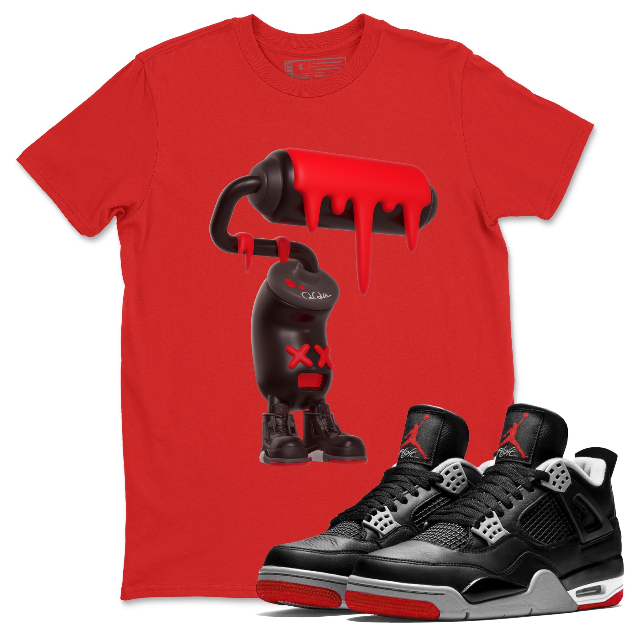 3D Paint Roller Sneaker Tee - Air Jordan 4 Bred Reimagined