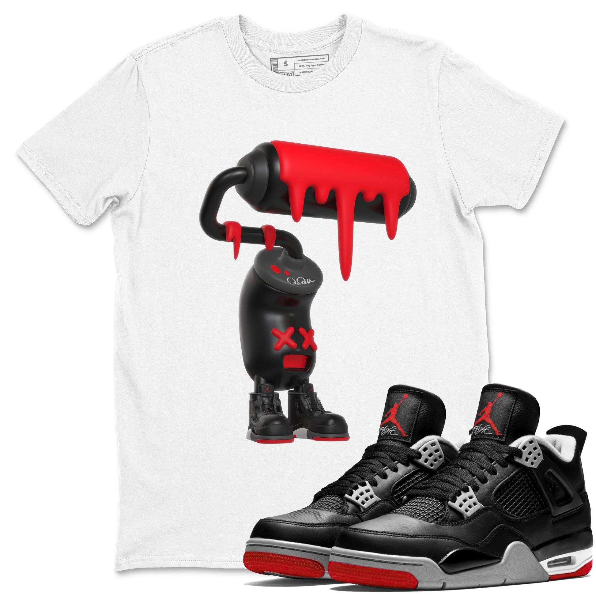 3D Paint Roller Sneaker Tee - Air Jordan 4 Bred Reimagined