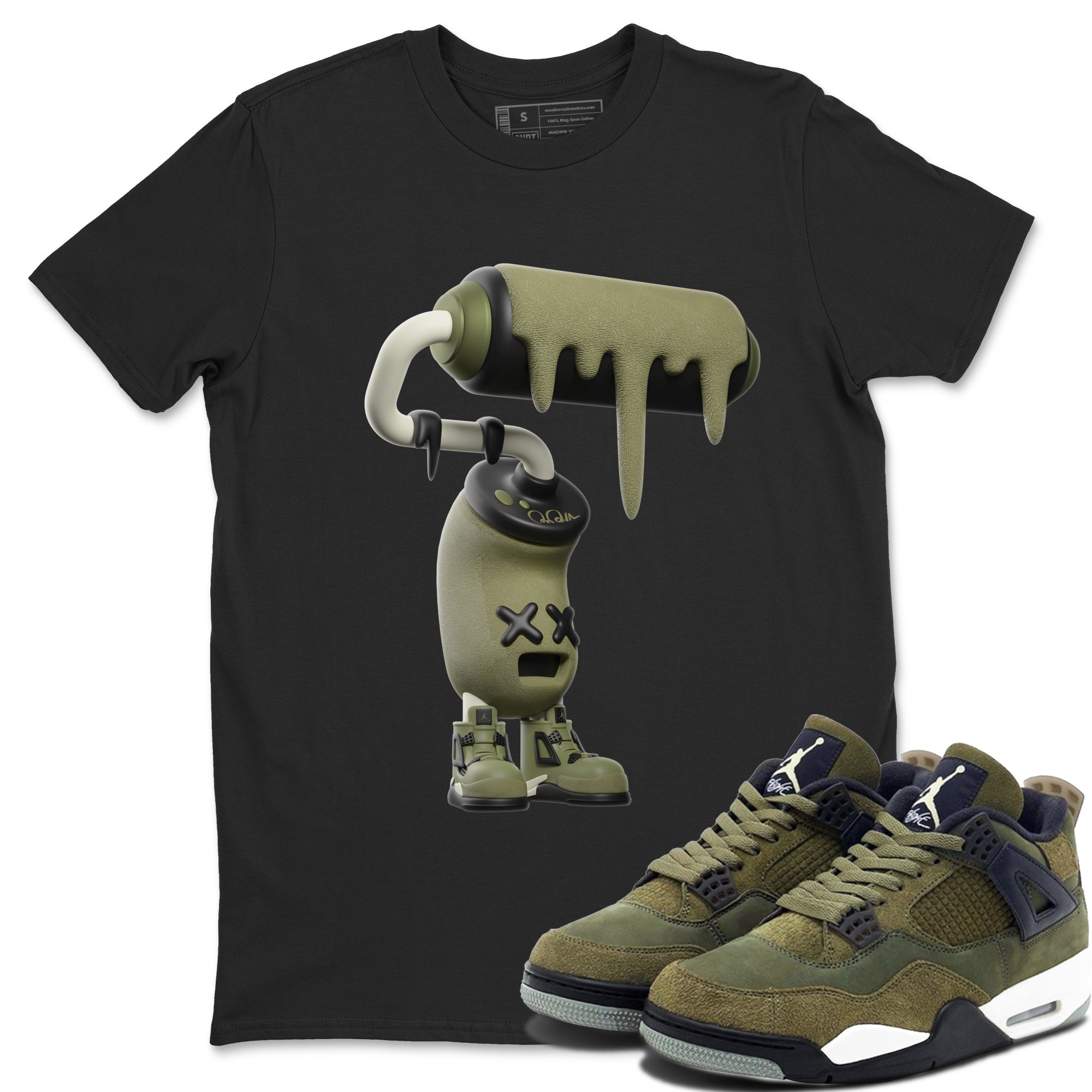 3D Paint Roller Sneaker Tee - Air Jordan 4 Medium Olive