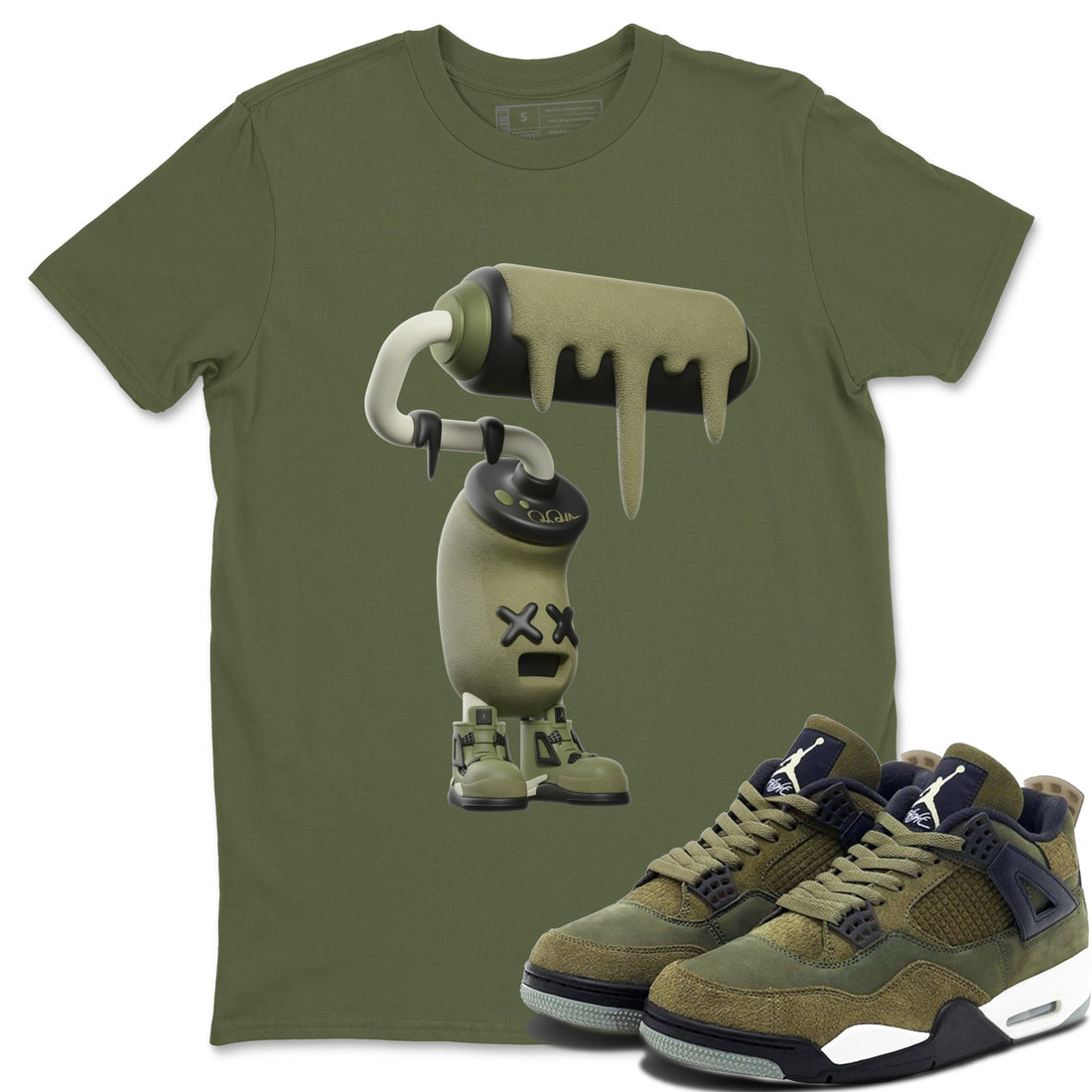 3D Paint Roller Sneaker Tee - Air Jordan 4 Medium Olive