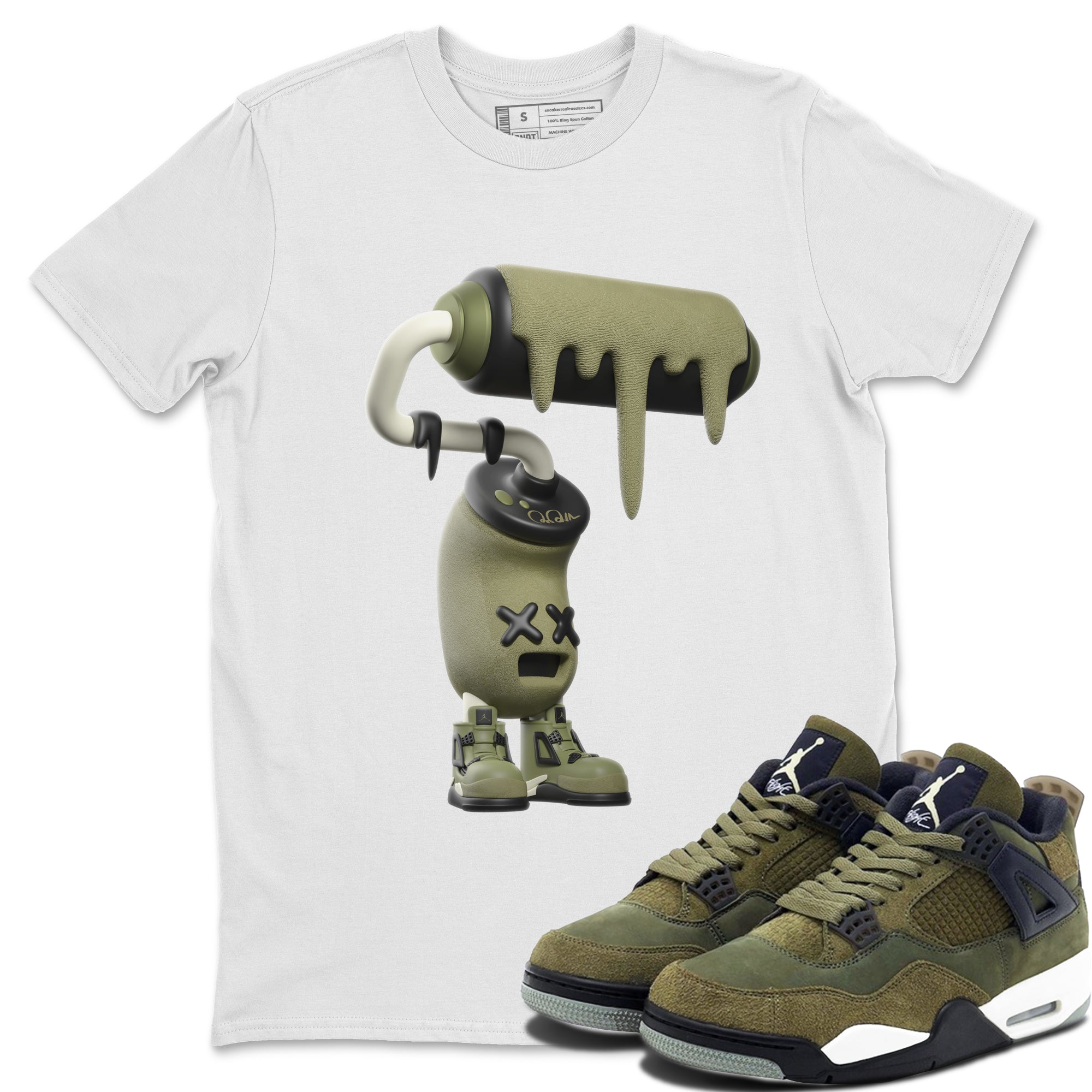 3D Paint Roller Sneaker Tee - Air Jordan 4 Medium Olive