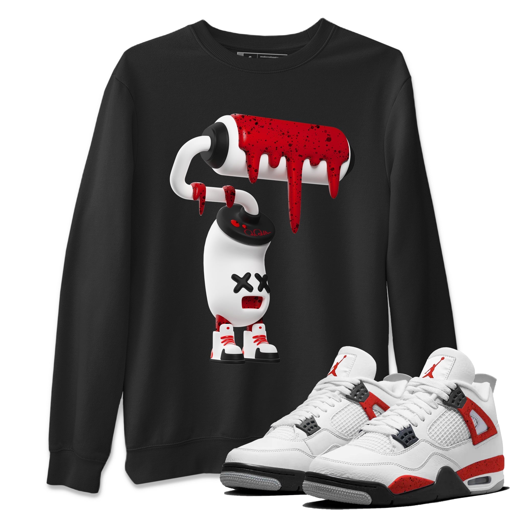 3D Paint Roller Unisex Tops - Air Jordan 4 Red Cement