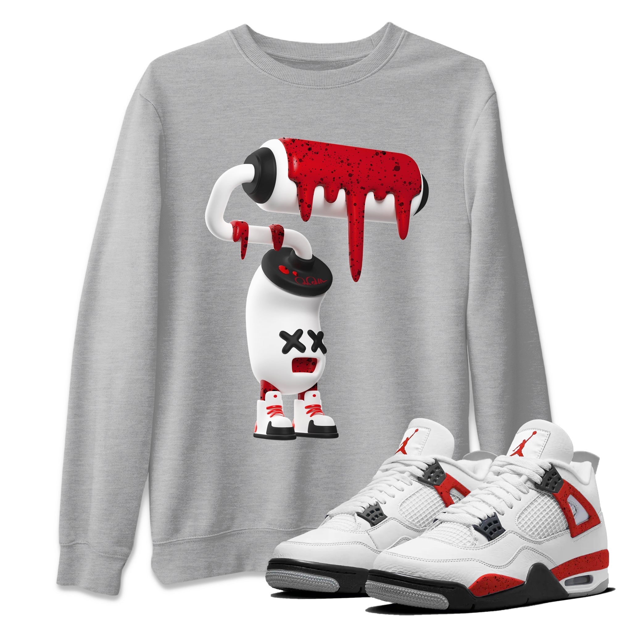 3D Paint Roller Unisex Tops - Air Jordan 4 Red Cement