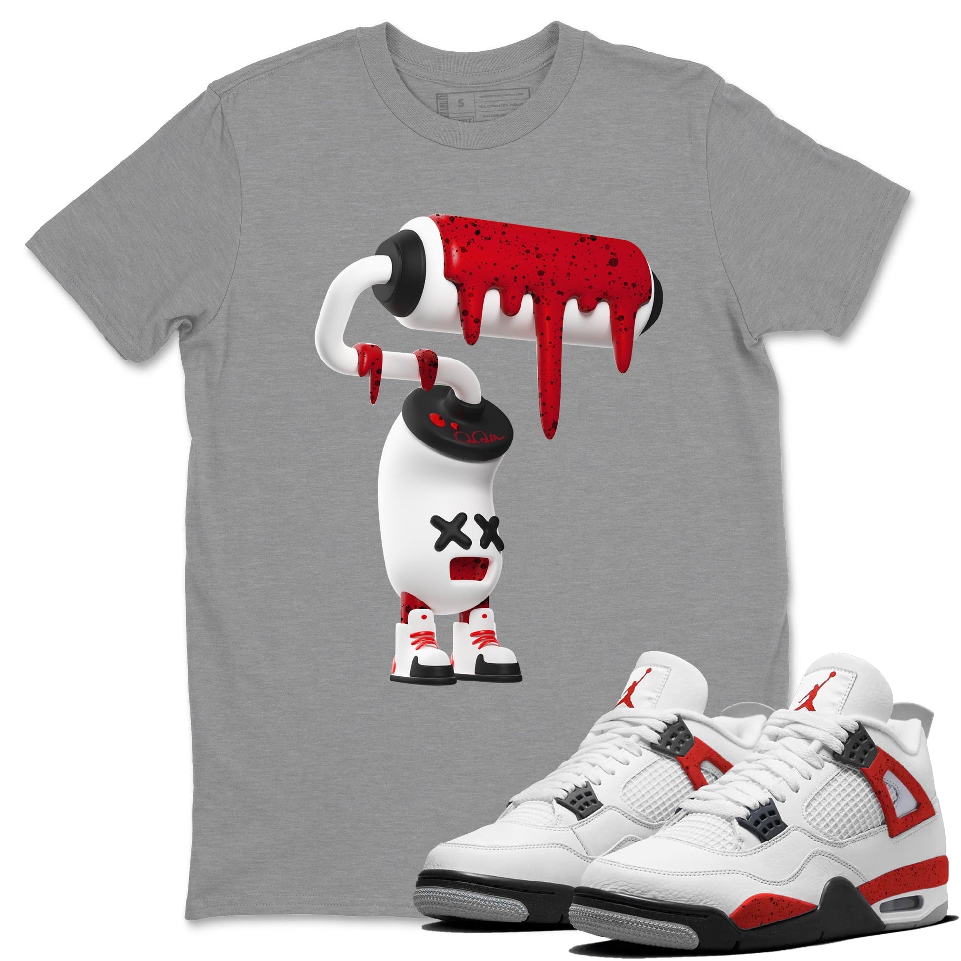 3D Paint Roller Unisex Tops - Air Jordan 4 Red Cement
