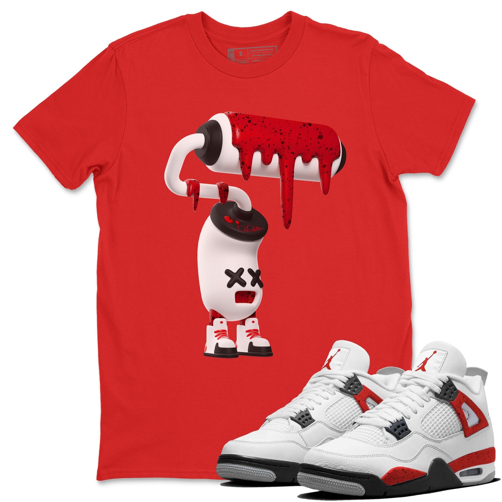 3D Paint Roller Unisex Tops - Air Jordan 4 Red Cement