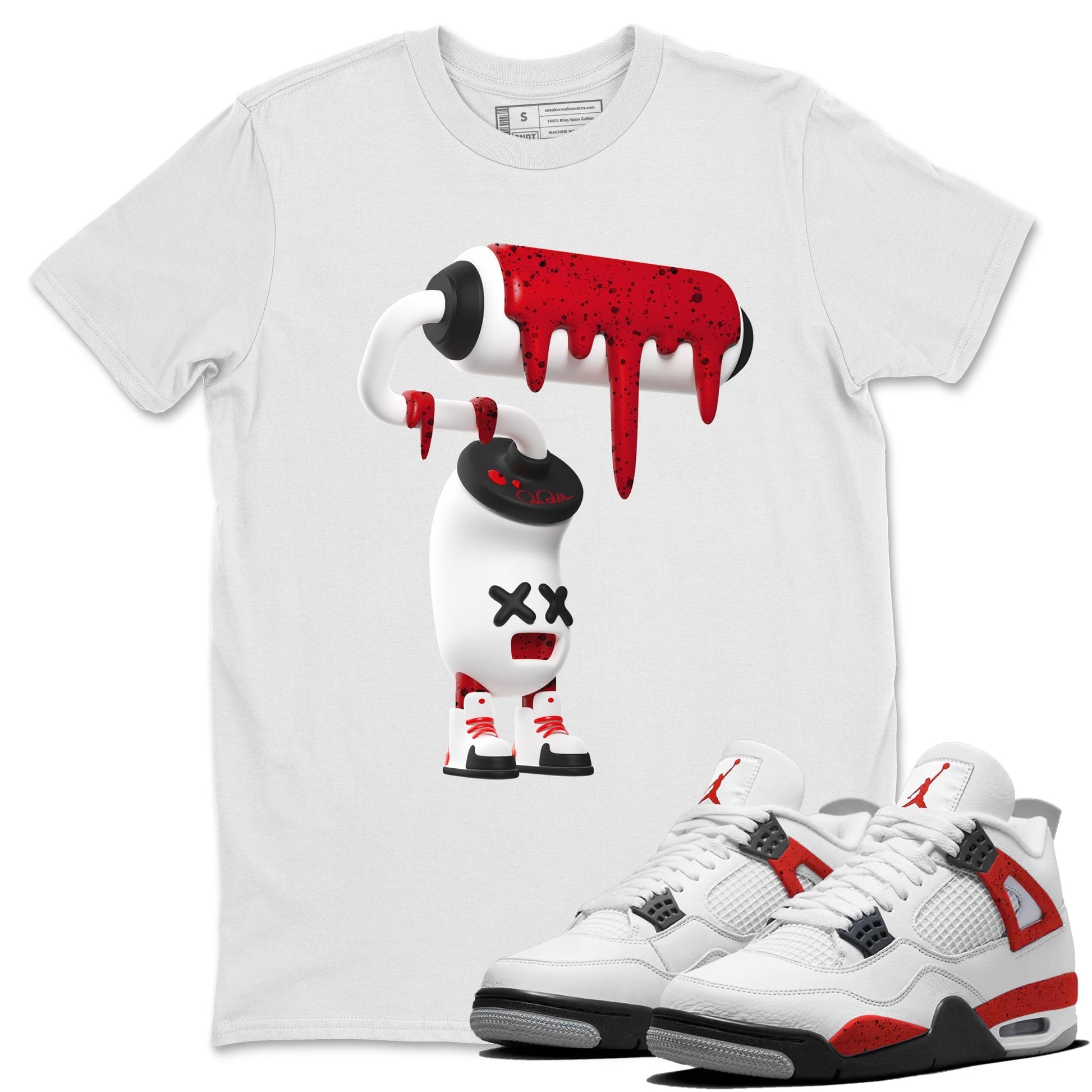 3D Paint Roller Unisex Tops - Air Jordan 4 Red Cement