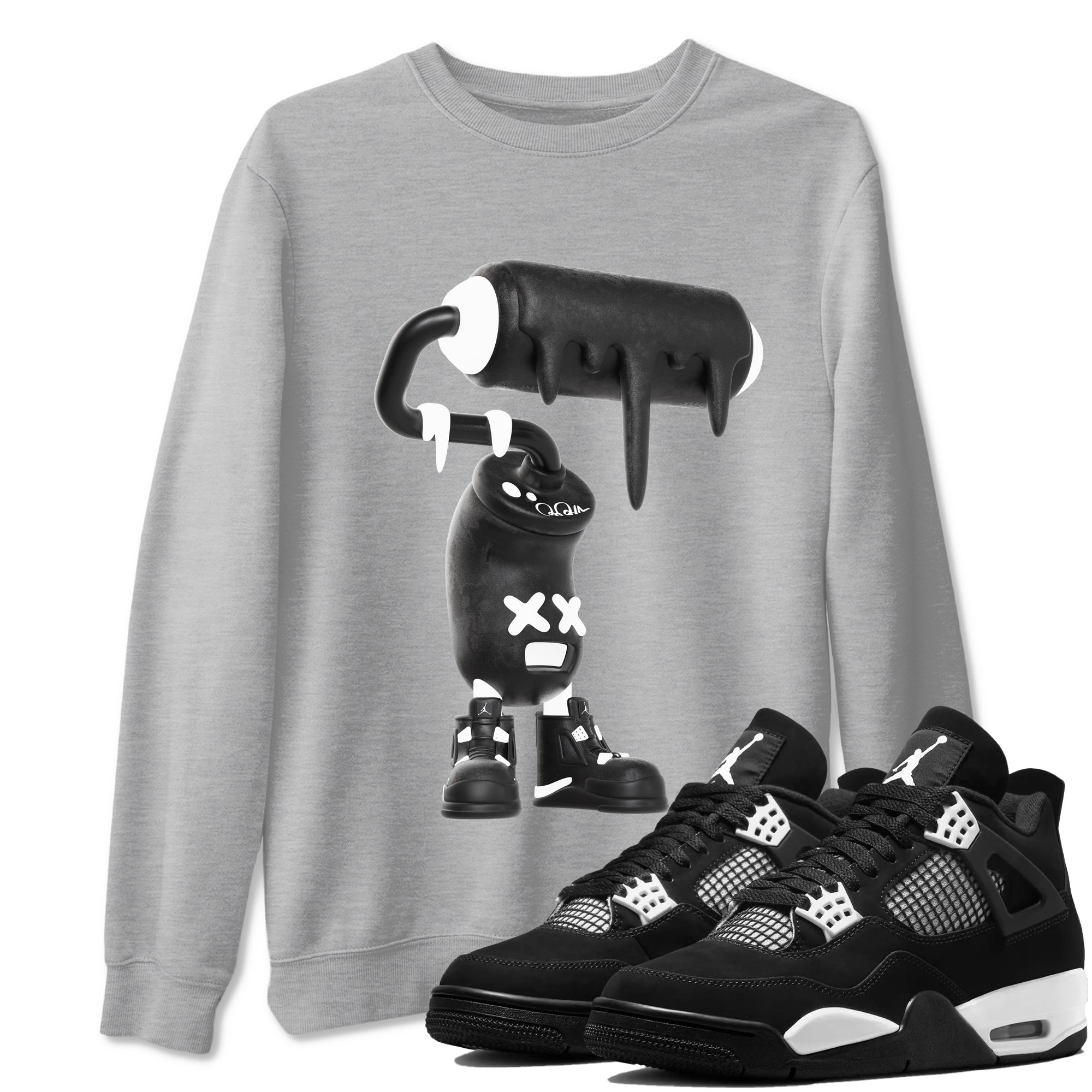 3D Paint Roller Sneaker Tees - Air Jordan 4 White Thunder