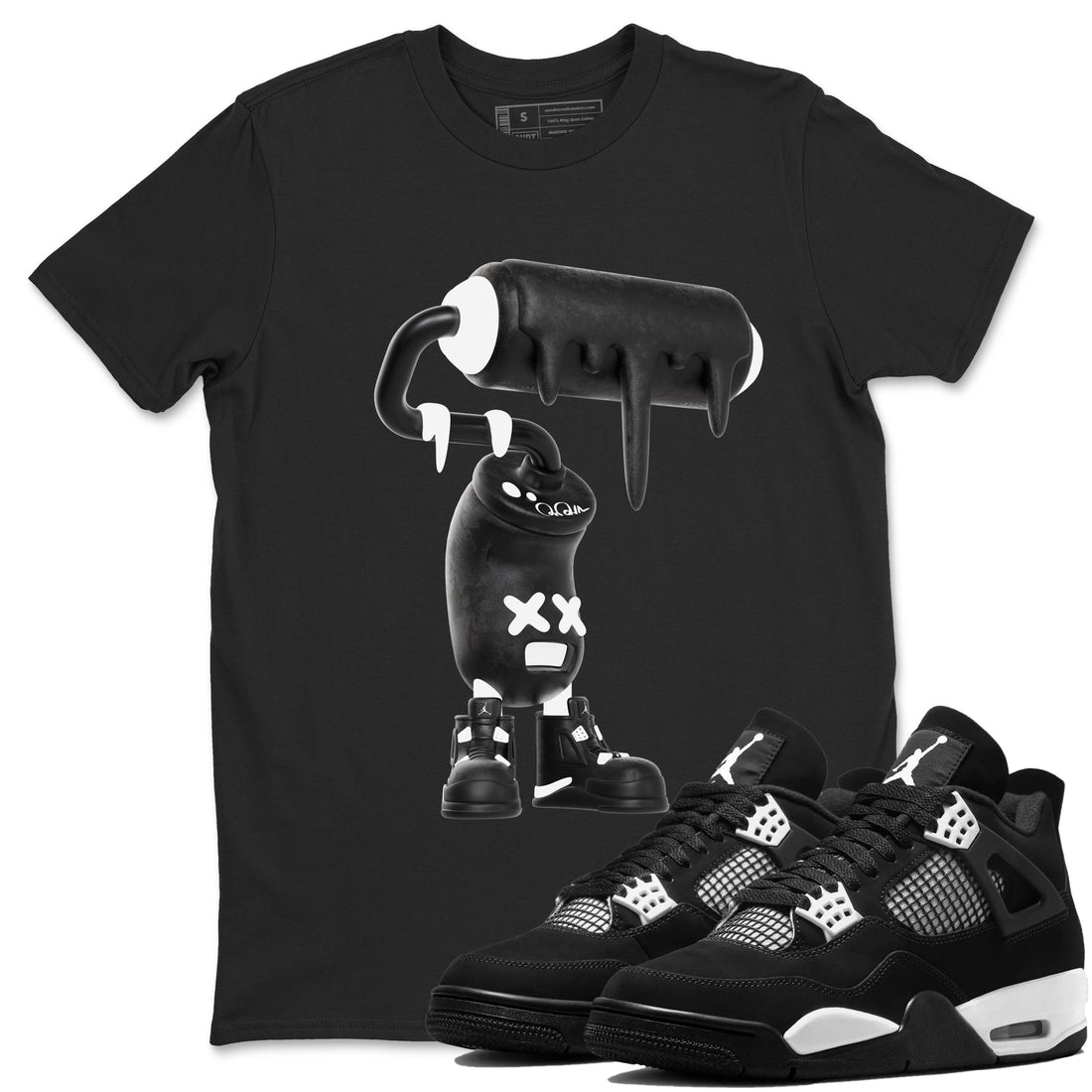 3D Paint Roller Sneaker Tees - Air Jordan 4 White Thunder