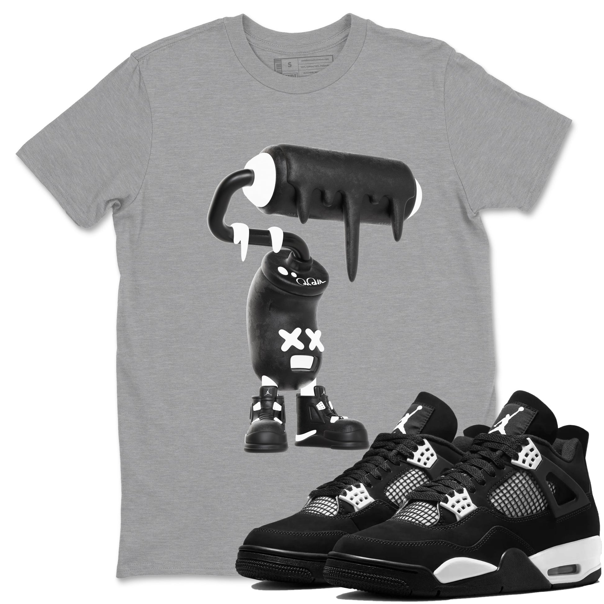 3D Paint Roller Sneaker Tees - Air Jordan 4 White Thunder
