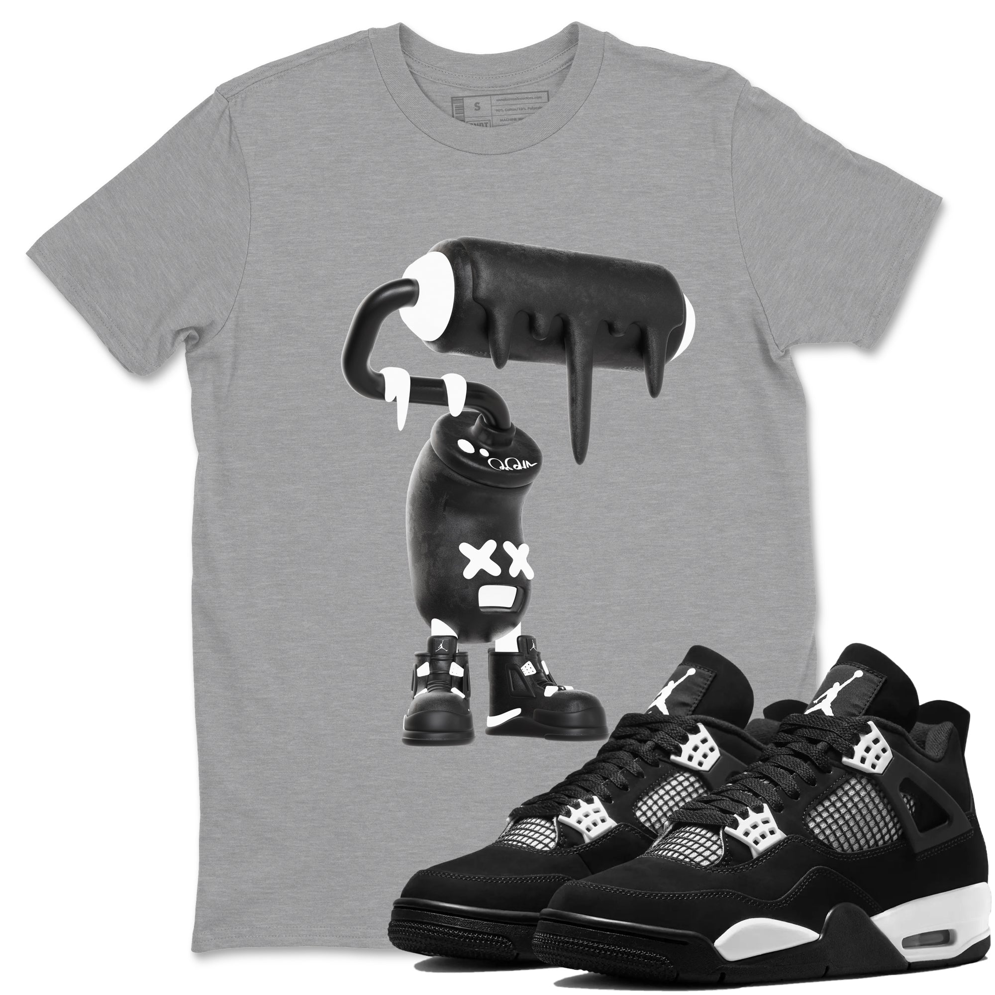3D Paint Roller Sneaker Tees - Air Jordan 4 White Thunder