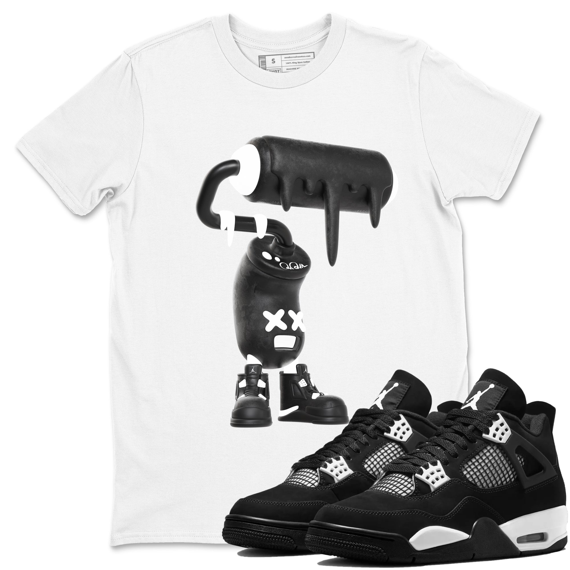 3D Paint Roller Sneaker Tees - Air Jordan 4 White Thunder