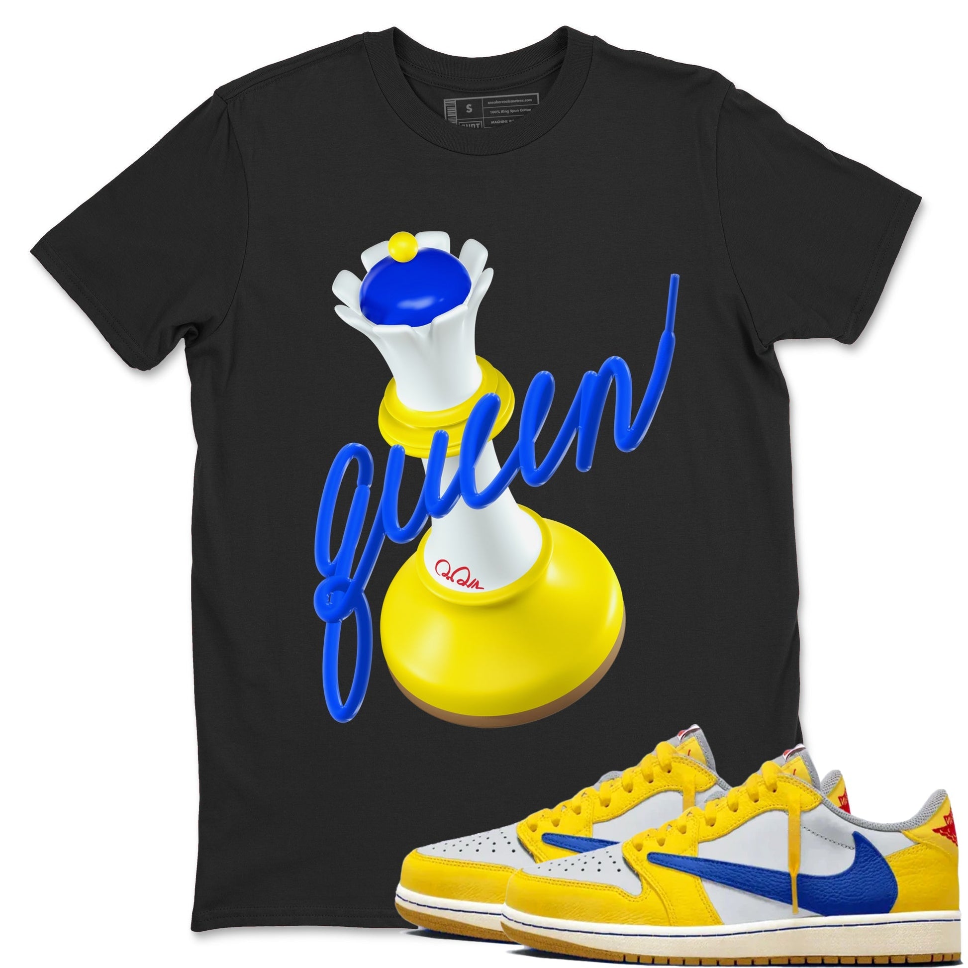3D Queen Sneaker Tees - Air Jordan 1 Travis Scott Canary