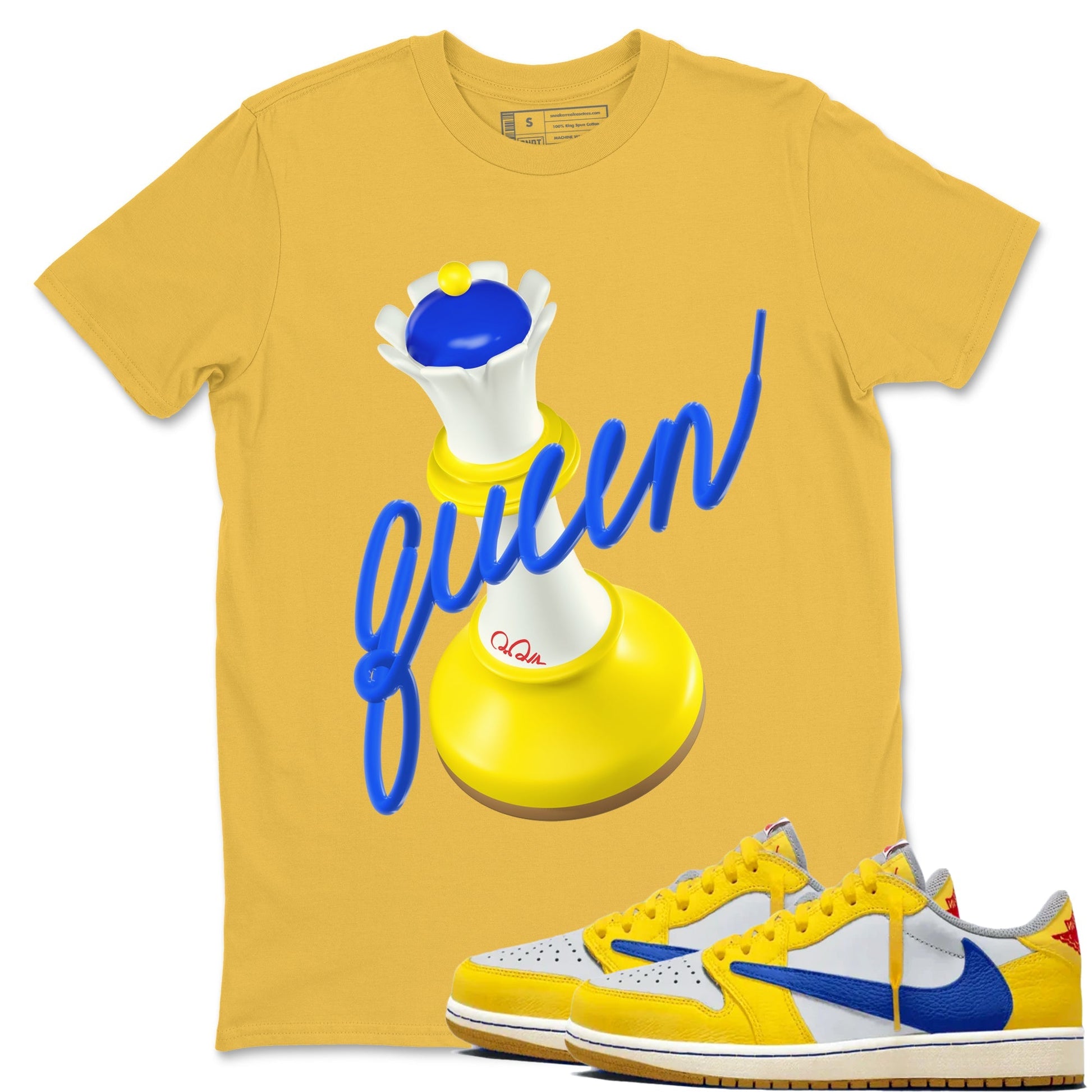 3D Queen Sneaker Tees - Air Jordan 1 Travis Scott Canary