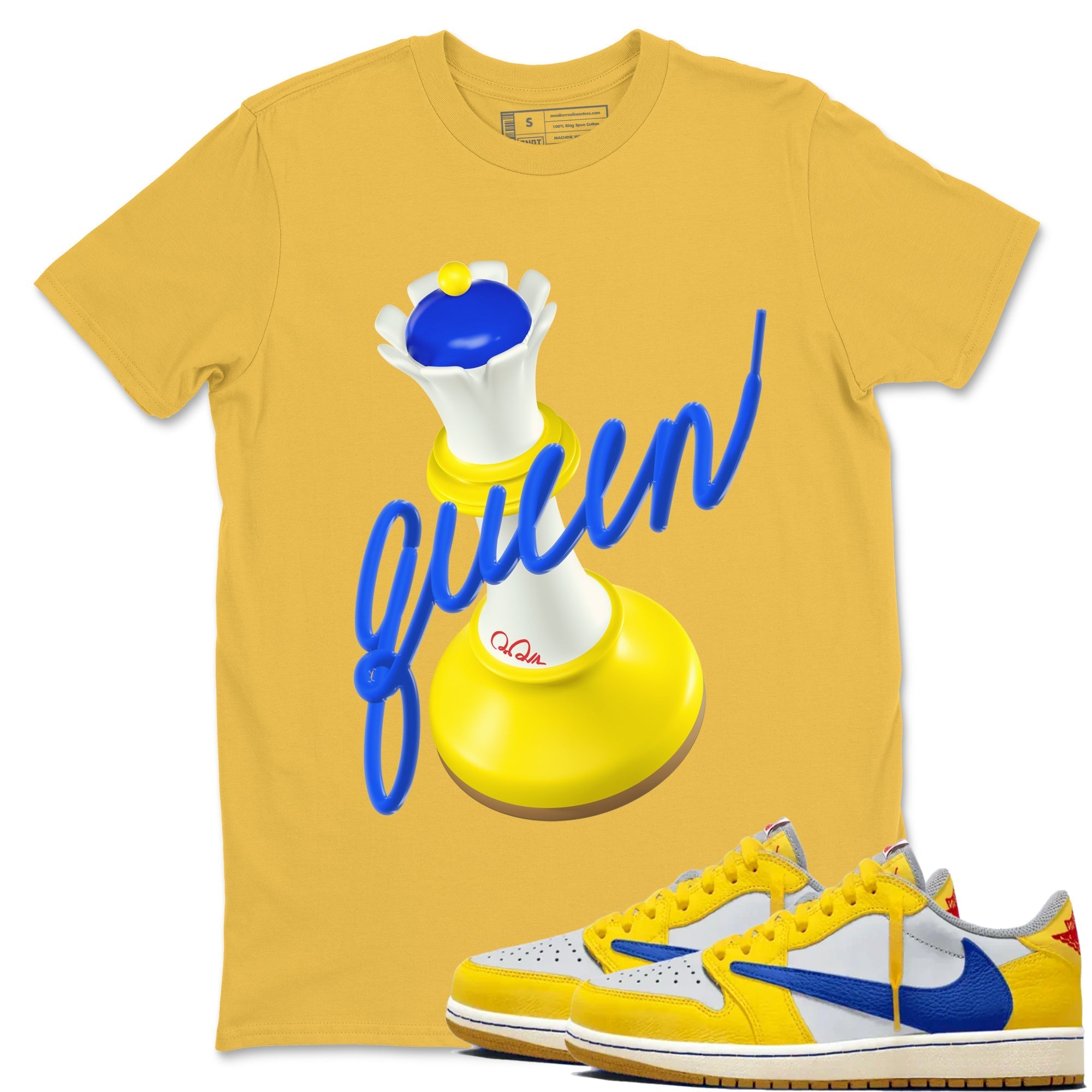 3D Queen Sneaker Tees - Air Jordan 1 Travis Scott Canary