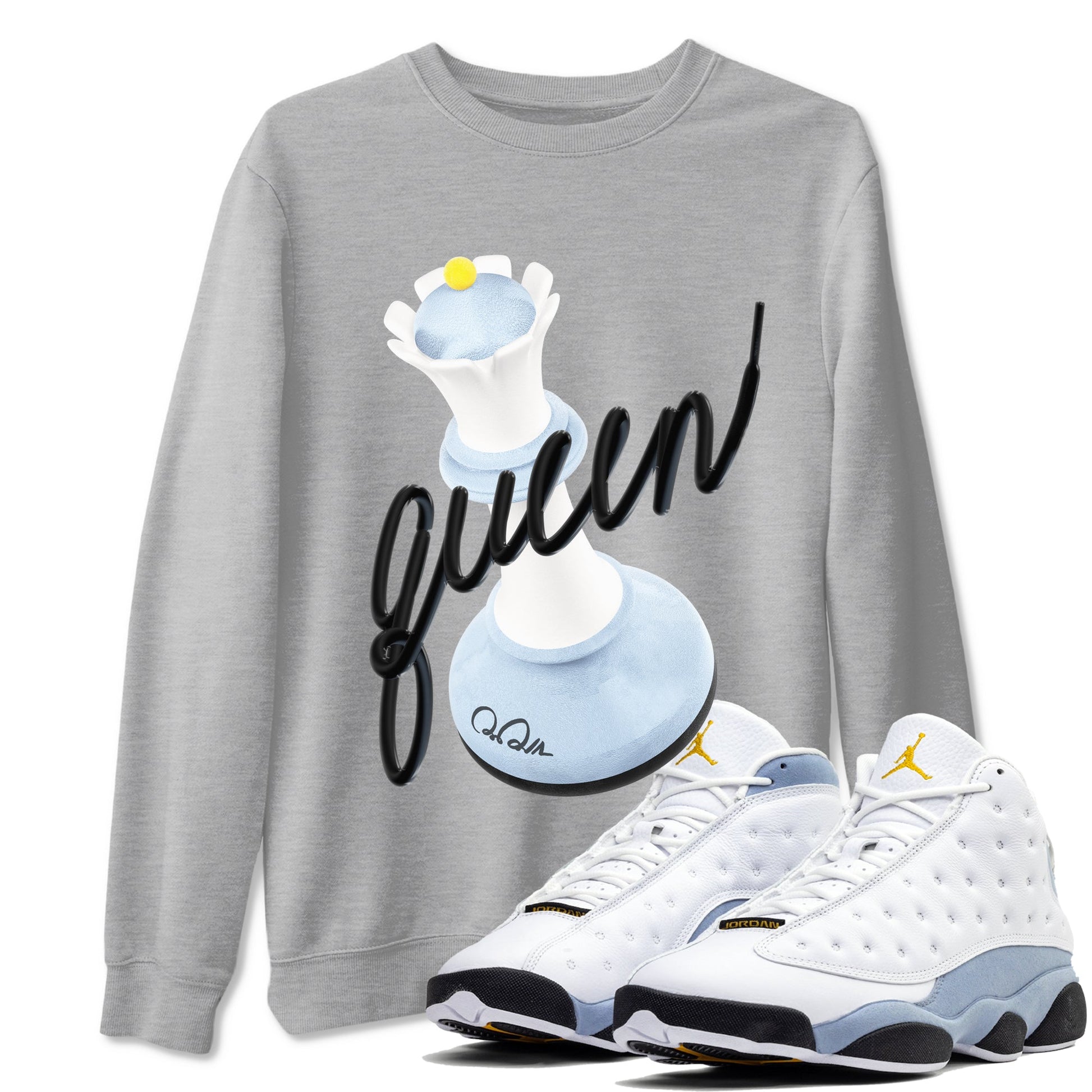 3D Queen Sneaker Tees - Air Jordan 13 Blue Grey