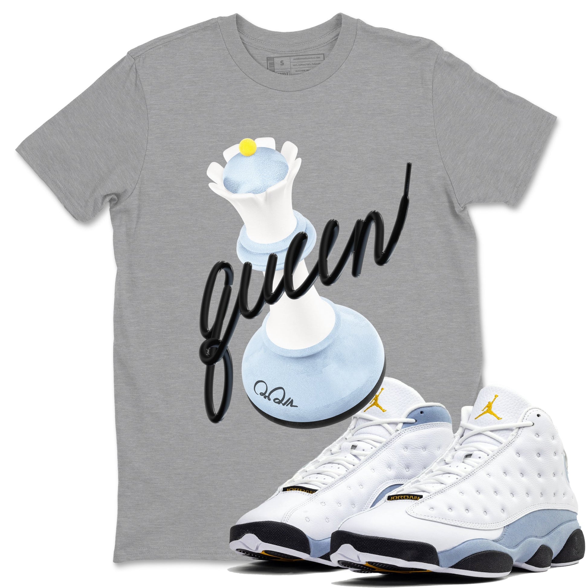 3D Queen Sneaker Tees - Air Jordan 13 Blue Grey
