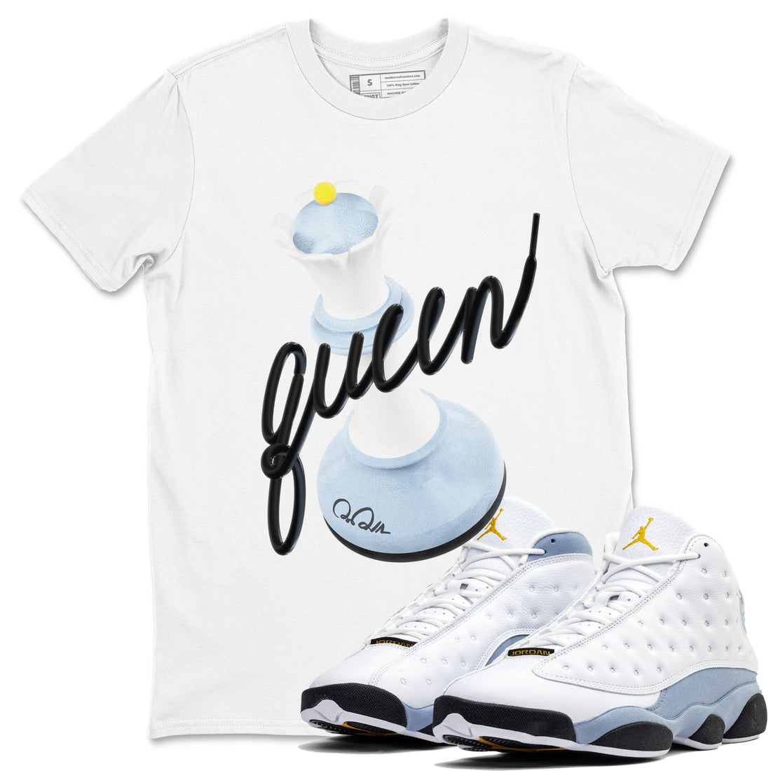 3D Queen Sneaker Tees - Air Jordan 13 Blue Grey