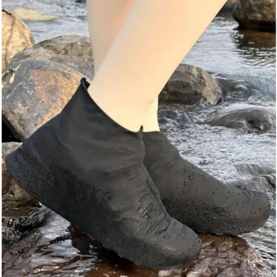 1 Dual Rubber Waterproof Rain Boot Covers Reusable And Non Slip Suitable For Rainy Days To School Office Home Traveling