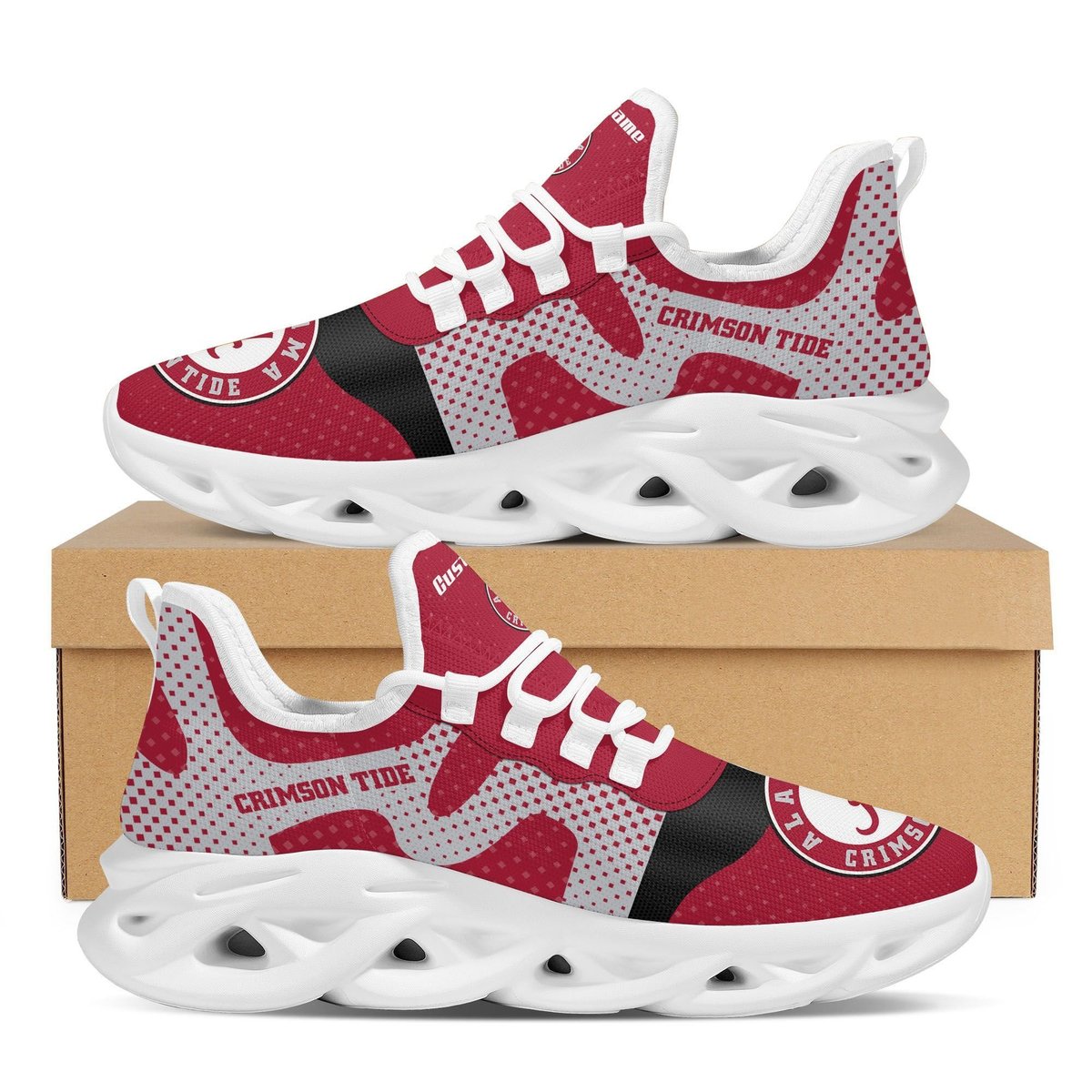 Alabama Crimson Tide Custom Name Sports Best Seller Design Max Soul Shoes University Of Alabama For Men Women