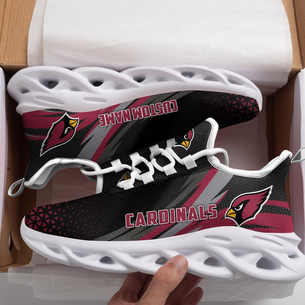 Arizona Cardinals Triangle Custom Personalized Max Soul Sneakers Running Sports Shoes For Men Women Football Fanfootball Fan For Men Women