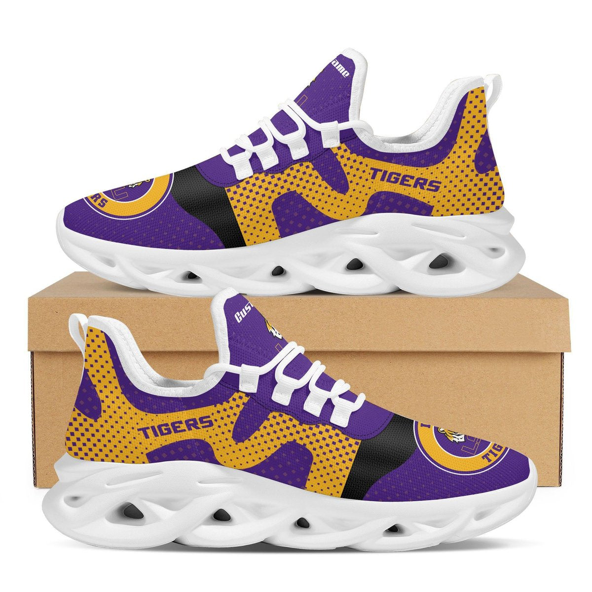 Lsu Tigers Custom Name Sports Best Seller Design Max Soul Shoes Louisiana State University For Men Women