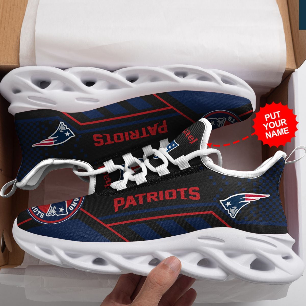 New England Patriots Custom Name Max Soul Sneaker Shoes For Fan For Men Women