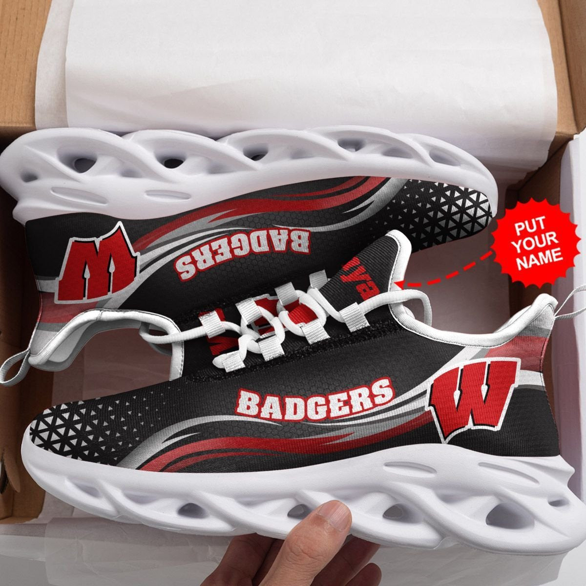 Wisconsin Badgers Custom Personalized Max Soul Sneakers Running Sports Shoes For Men Women For Men Women