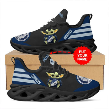 Dallas Cowboys Baby Yoda Hug Custom Name Personalized Max Soul Sneakers Running Sports Shoes For Men Women For Men Women